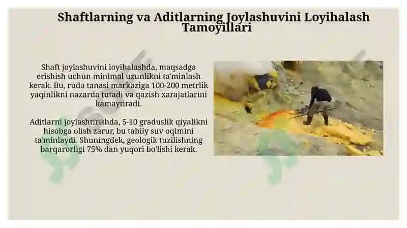 Shaftlar va Aditlar: Turlari, Tuzilishi va Joylashtirish Asoslari 4