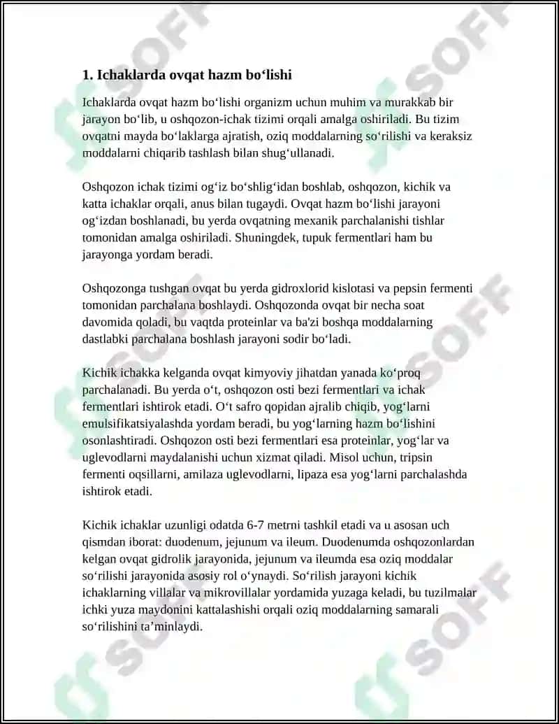 Ichaklarda ovqat hazm bo‘lishi va qonga so‘rilishi 4