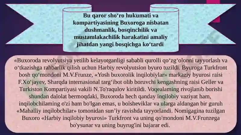 Buxoro amirligining qizil armiya tamonidan tugatilishi 4