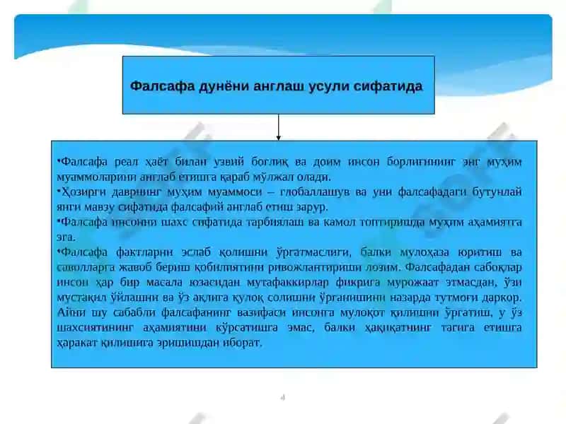 Фалсафадунёни англаш усули сифатида 4