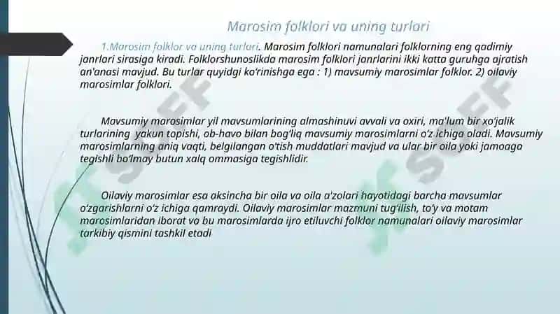 Marosim folklori oilaviy va mavsumiy marosimlar janr xusussiyatlari 4