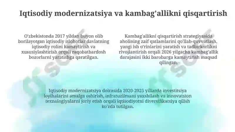 O'zbekiston Ijtimoiy Sohada Amalga Oshirilayotgan O'zgarishlar Mazi 4