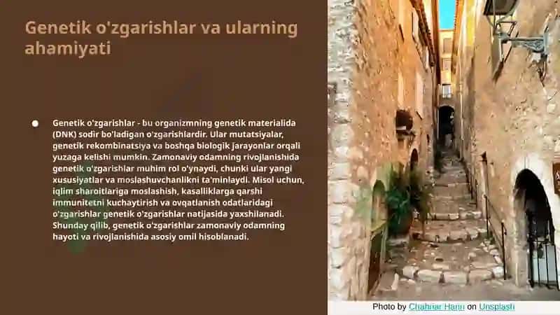 Zamonaviy odamning evolyutsiyasi va genetik o'zgarishlar 4