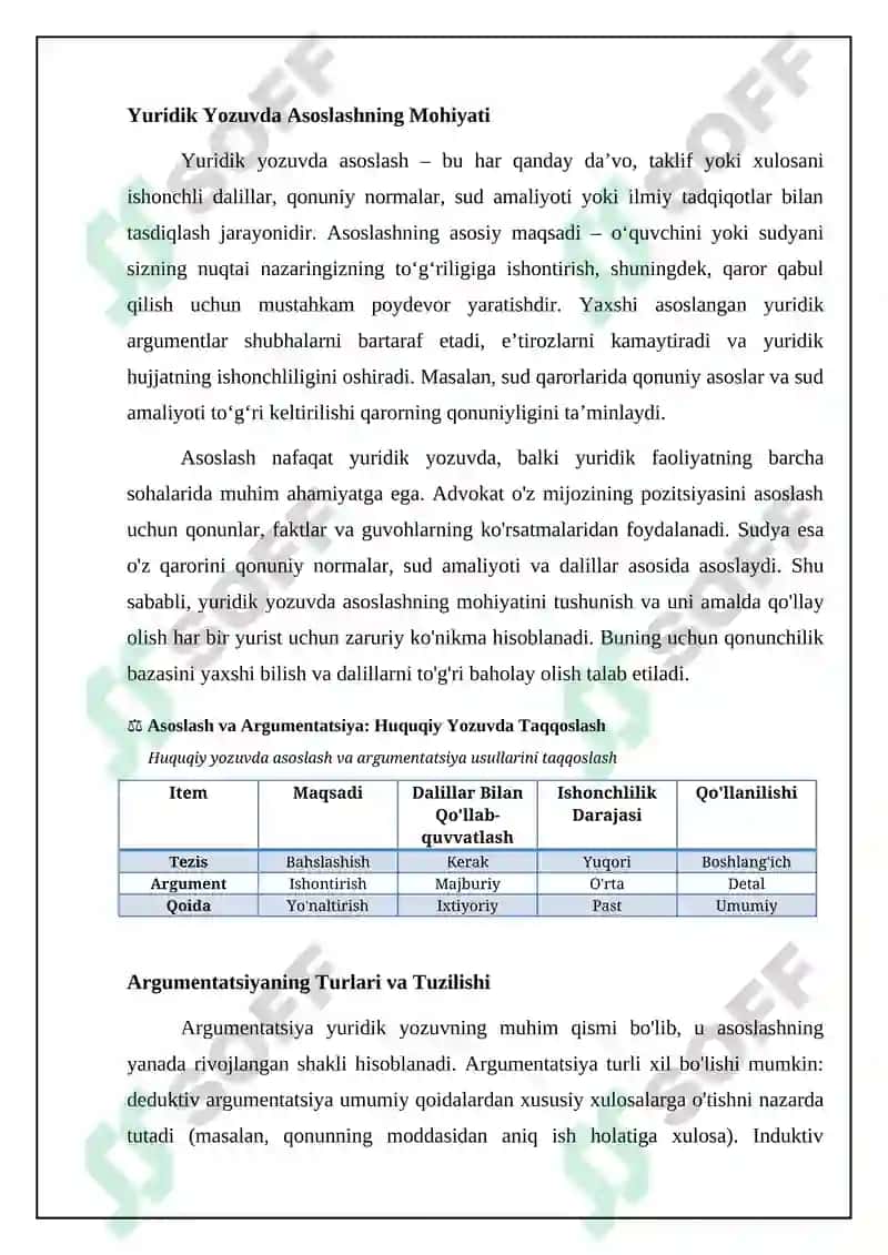 Yuridik yozuvda asoslantirish va dalil keltirish (tezis va argument) qoidasi 4