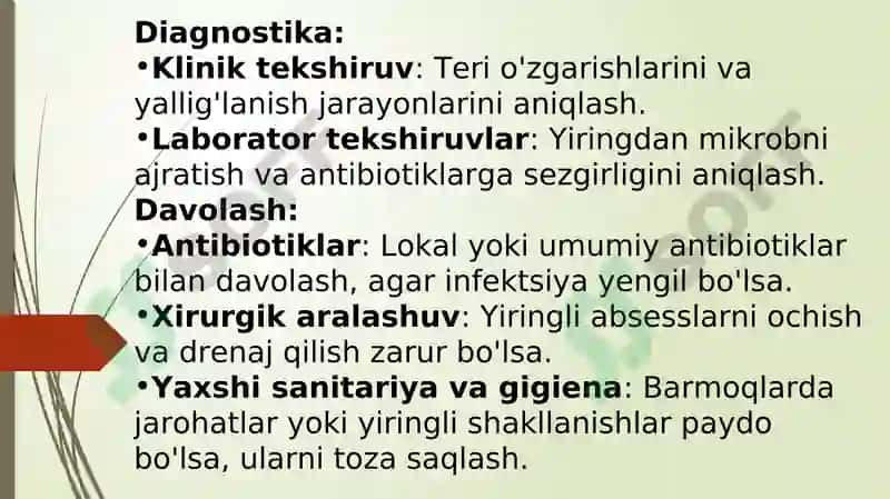Qo'l va oyoq panjalari yiringli yallig'lanish xastaliklari 4
