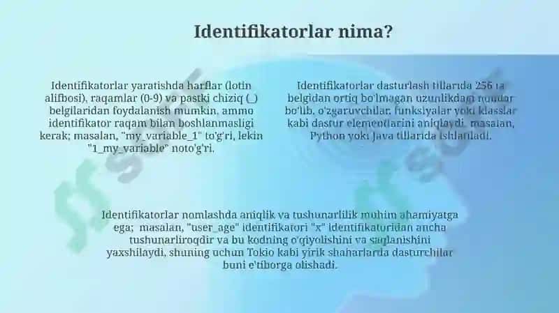 Identifikatorlar va kalit soʻzlar 4