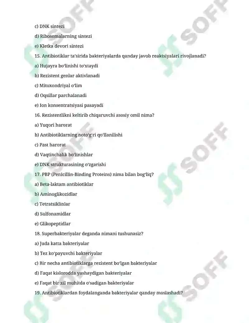 Kimyoterapevtik preparatlar va antibiotiklarga bakteriyalarning chidamli shtammlarining shakllanish 4