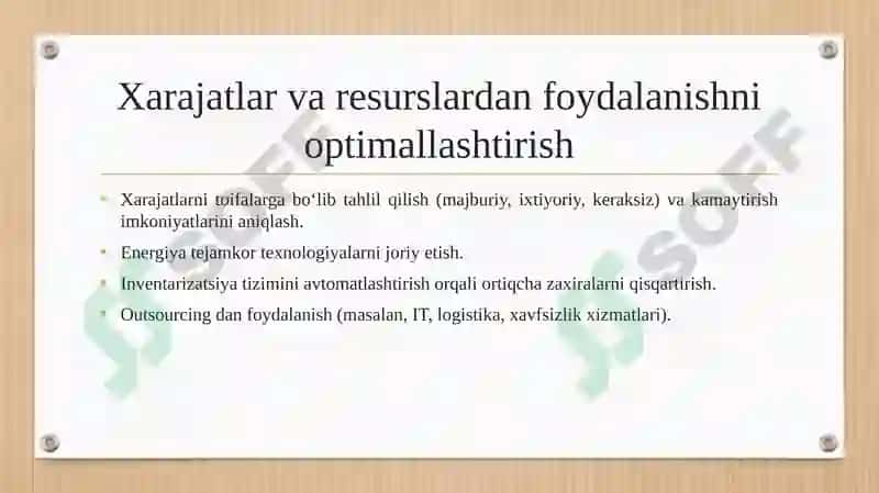 Molyaviy barqarorlikni yaxshilash chora tadbirini aniqlash. 4