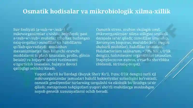 Halofillar, osmofilalar va galoterant mikroorganizmlar 4