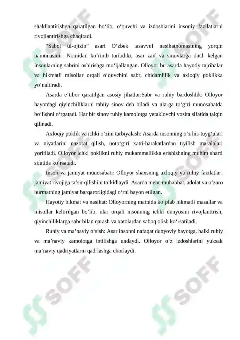 SO‘FI OLLOYORNING "SABOT UL-OJIZIN" ASARI 4
