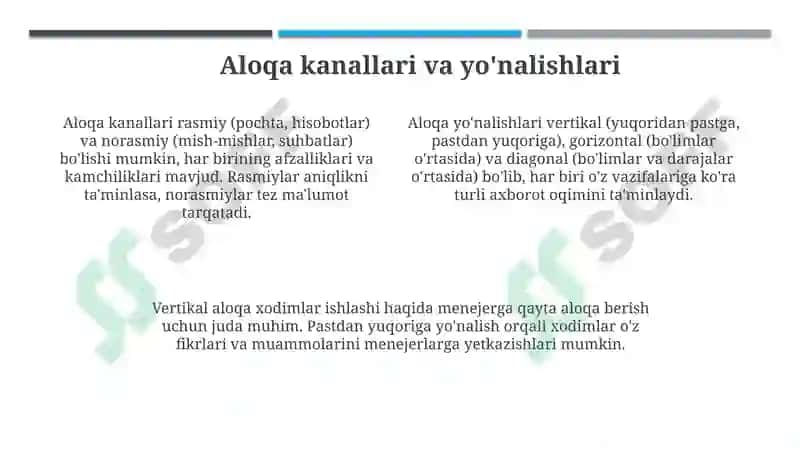 Menejment prinsiplari fanidan Tashkilotda muloqot tizimi 4