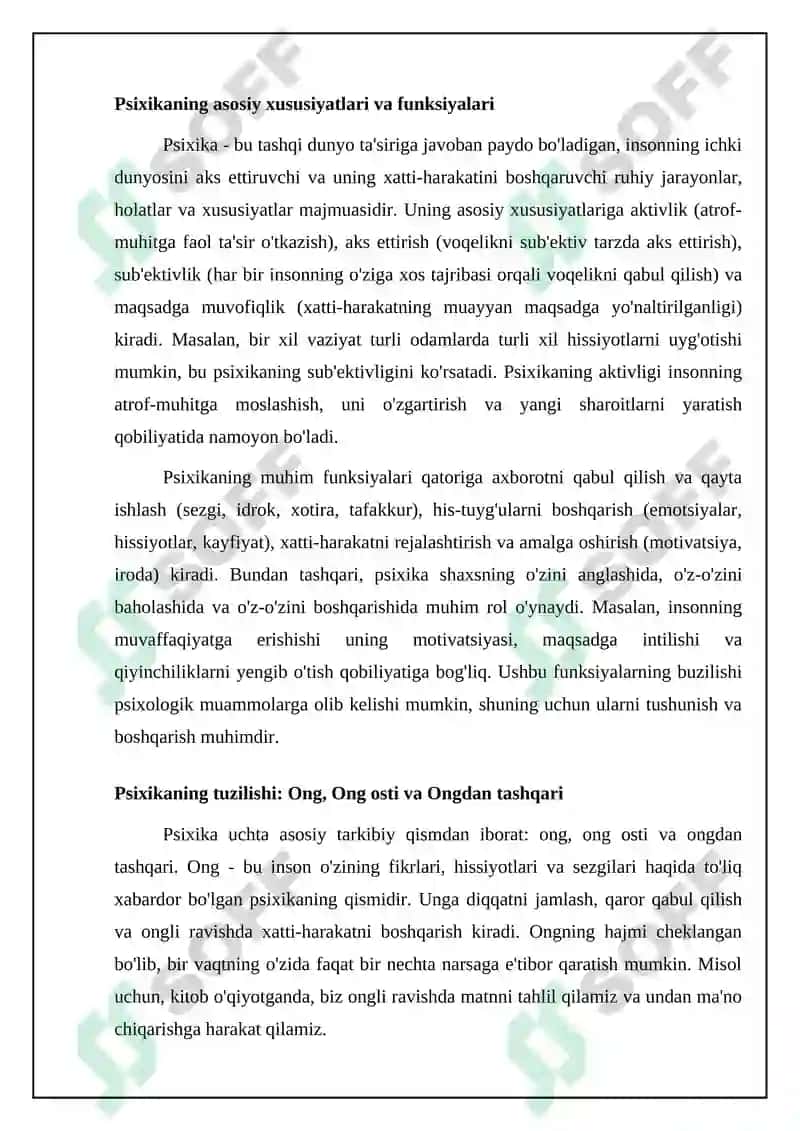 Psixika hagida umumiy tushuncha. inson psixikasinin tabiati. 4