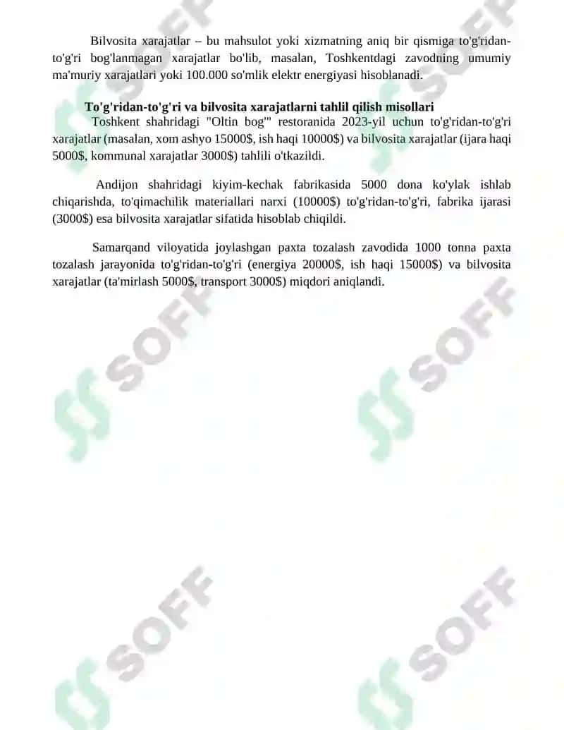 Bevosita va bilvosita xarajatlar hisobi 4