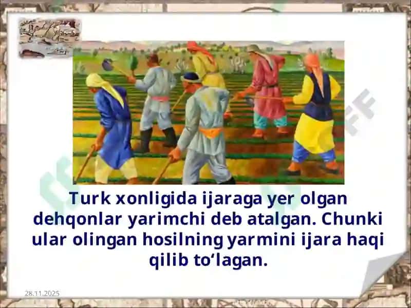 Turk Xoqonligi davrida madaniy hayot hunarmandchilik va savdo sotiq 4