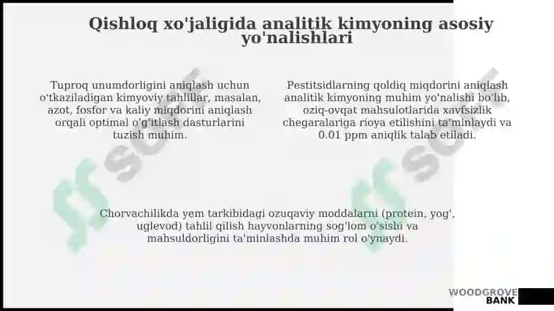 Analitikkimyofanining qishloq xo'jaligidagi roli va ahamiyati 4