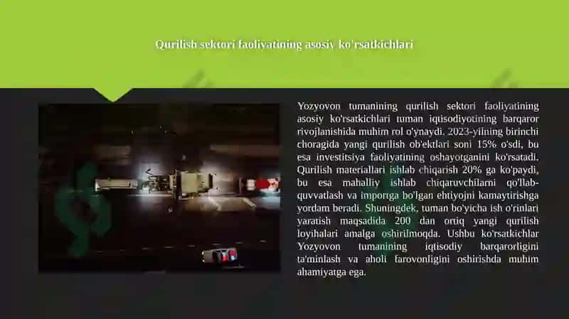YOZYOVON TUMANINING SANOAT VA QURILISH STATISTIKASI 4