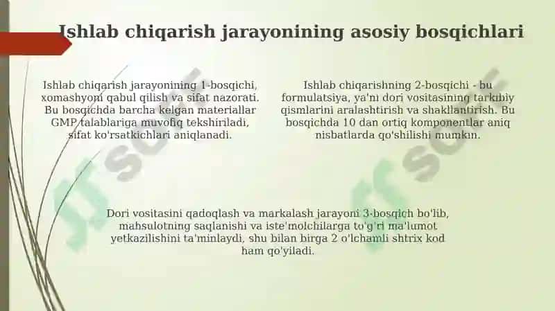 Farmatsevtik ishlab chiqarishni tashkil qilish 4