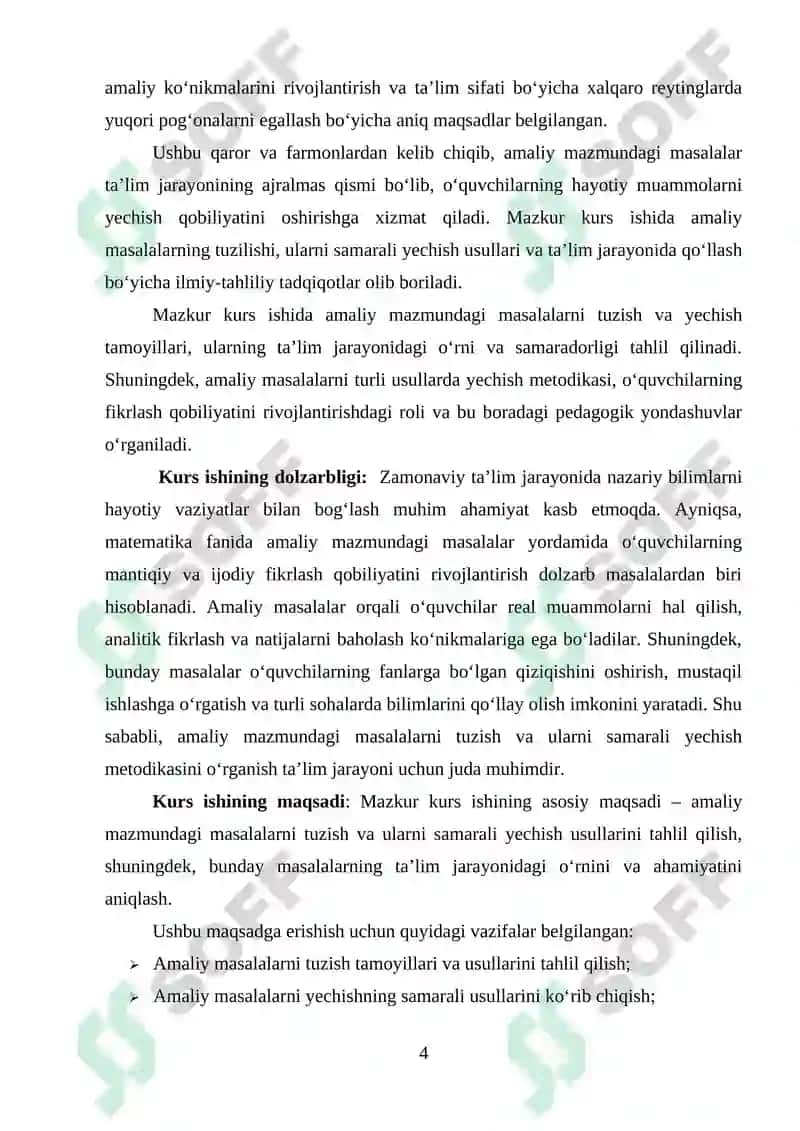 Amaliy mazmundagi masalalar tuzish va yechishni oʻrganish 4