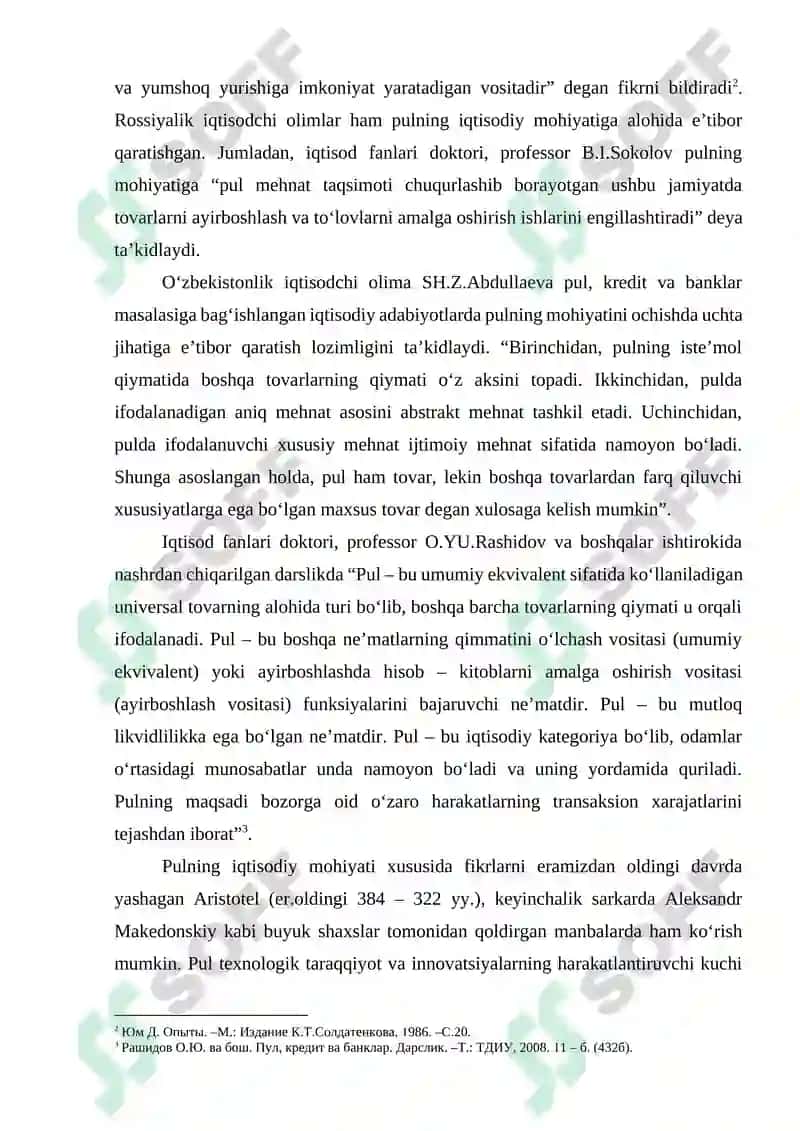 PUL TUSHUNCHASI, UNING FUNKSIYALARI VA AGREGATLARI 4