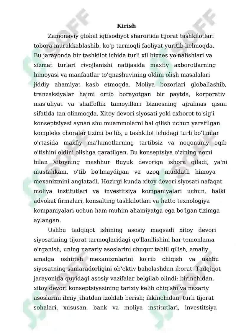 Xitoy devori siyosatini tijorat tarmoqlarida qo'llash va uning samaradorligi 4