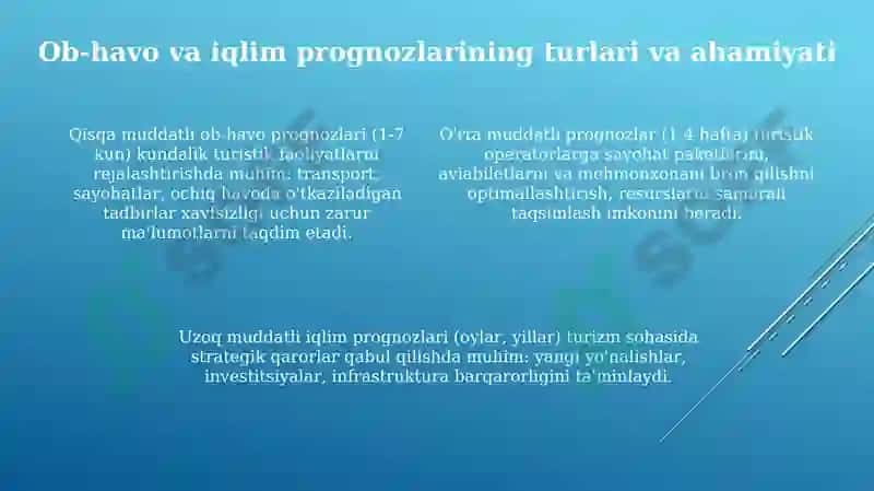 Ob-havo va iqlim prognozlarining oʻrni 4
