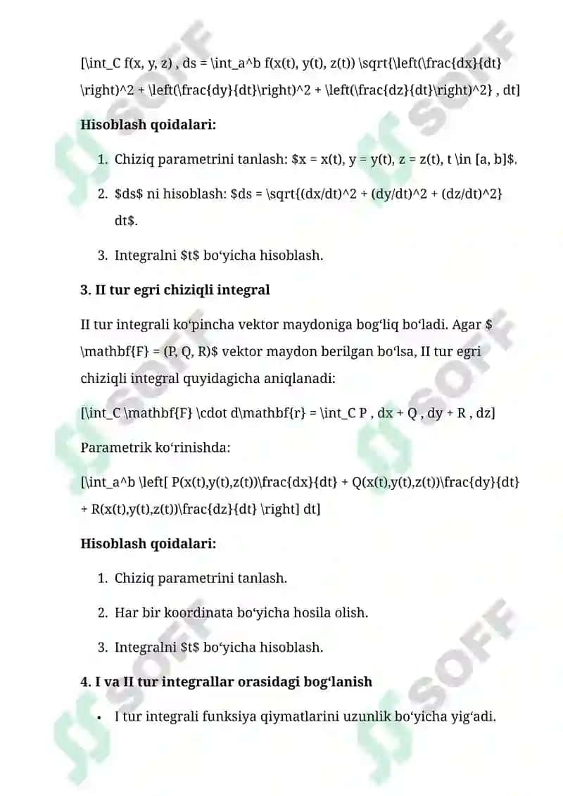 Egri Chiziqli Integral 4