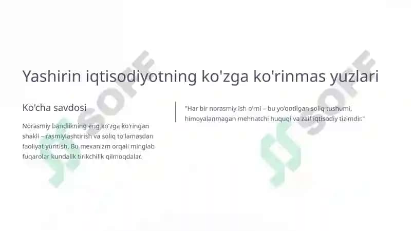 Norasmiy bandlikning qisqarish omillari: O'zbekistonda yangi davr 4