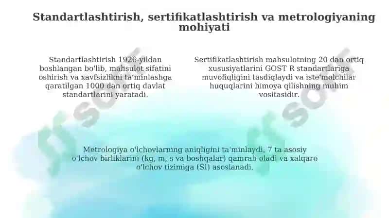 Standartlashtirish sertifikatlashtirish va metrologiya 4
