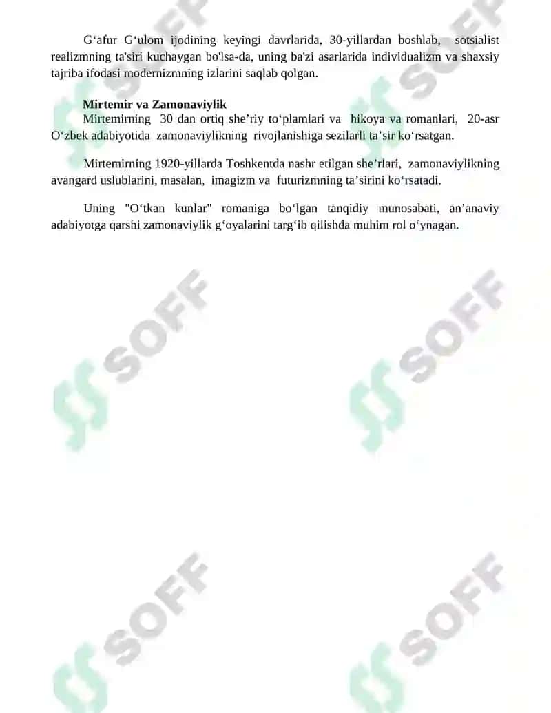 "Moderenizm" adabiy oqimi va uning oʻzbek adabiyotidagi koʻrinishlari 4