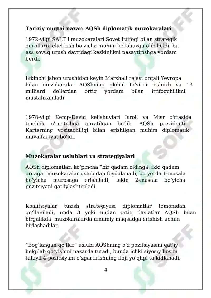 Aqsh tashqi siyosatida diplomatik muzokaralar 4