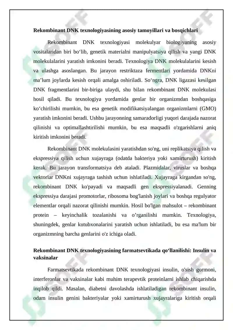 Rekombinant DNK texnologiyasi tibbiyot sohasida 4