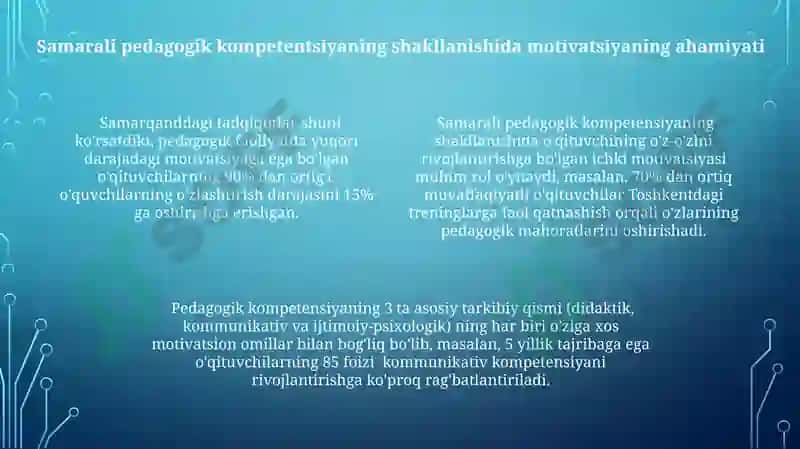 Pedagogik kampententlikni shakllantirish va rivojlantirishda motivatsiya 4