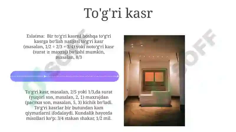 To'g'ri kasrni to'g'ri kasrga bo'lish 4