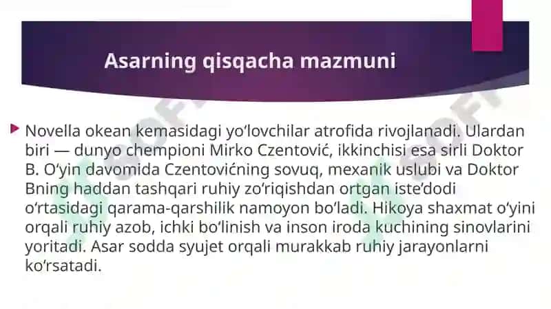 Stefan Zweigning “Shaxmat novellasi” asari tahlili 4