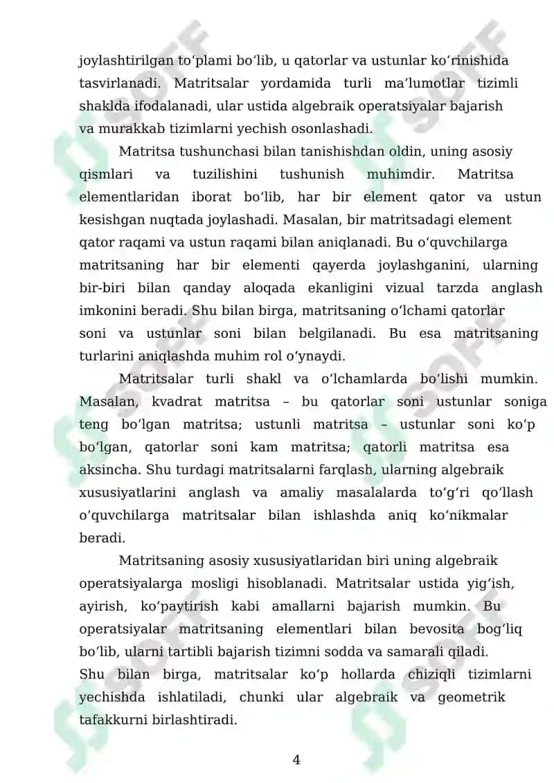 Matritsa tushunchasi va rangi hisoblash 4