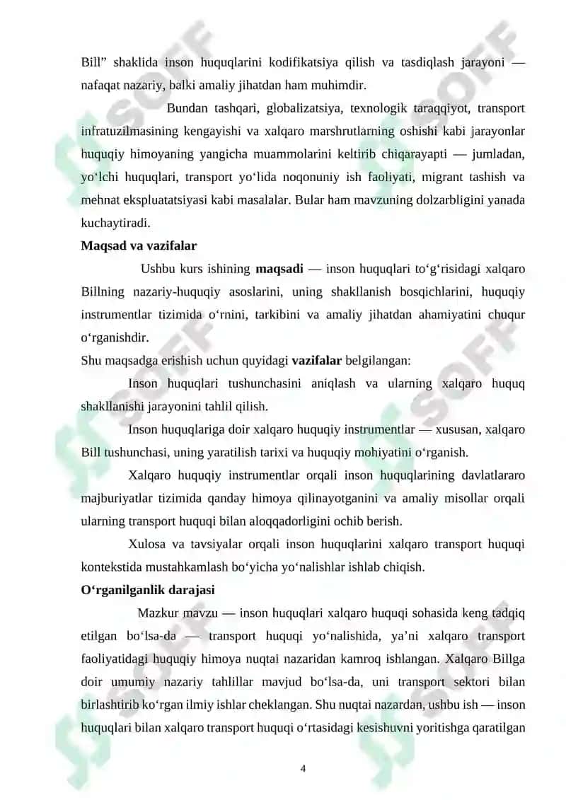 Inson huquqlari toʻgʻrisidagi xalqaro BILL: tavsif va mundarija 4