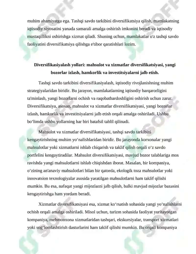 Tashqi savdo tarkibini diversifikasiyalash yollari 4