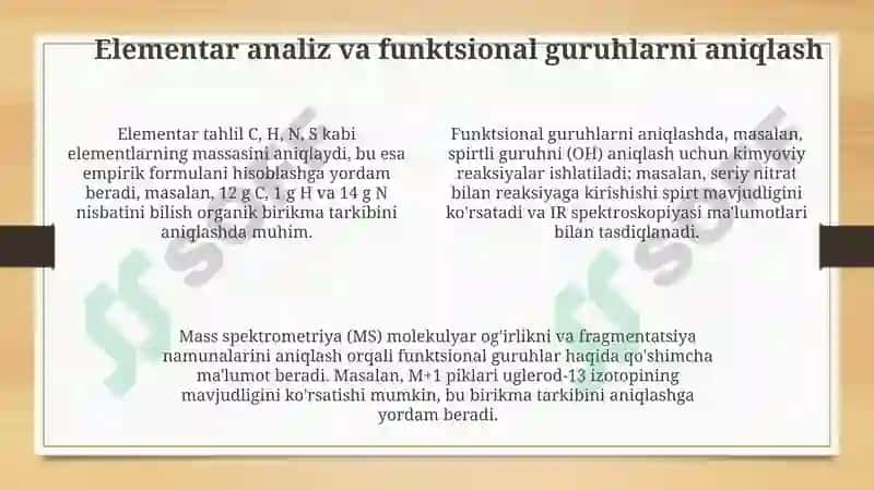 Kimyoviy usullar asosida noma'lum organik birikmanlarning tuzilishini aniqlash 4