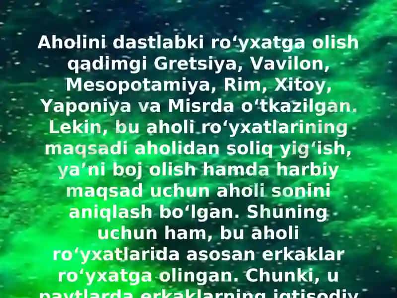 Aholi sonining istiqbolini aniqlash usullari 4