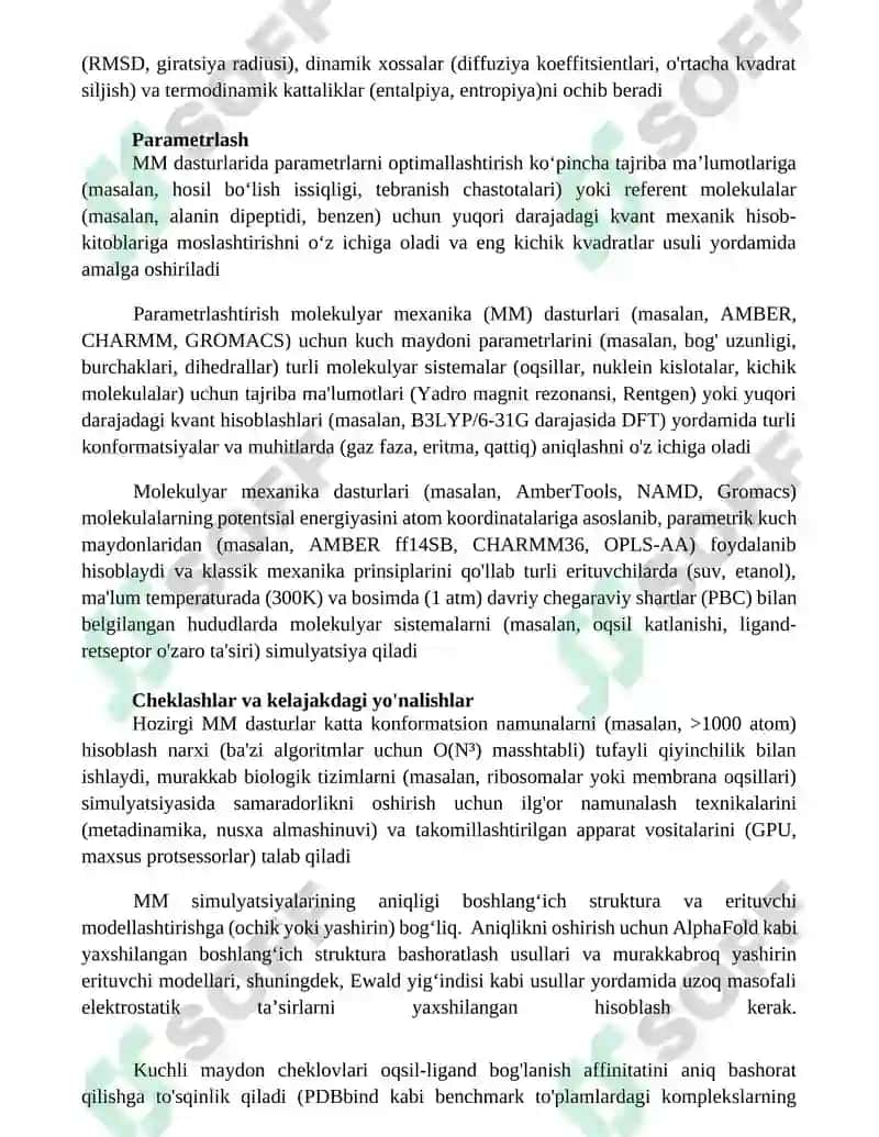 Malekulyar mehanika pragrammasi 4