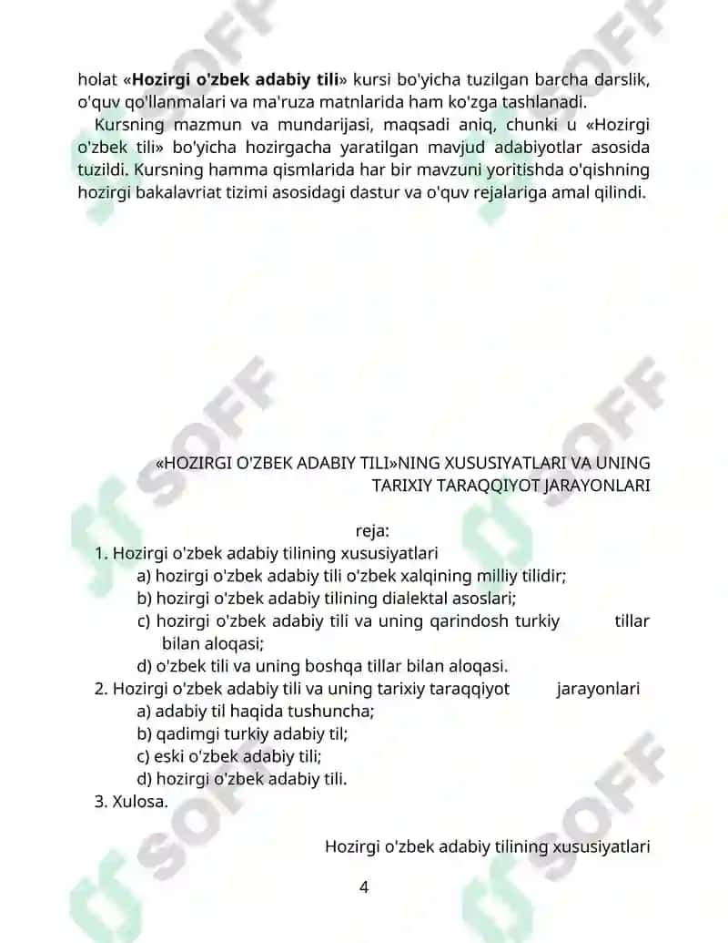 HOZIRGI O'ZBEK ADABIY TILI (O'zbek filologiyasi bakalavr ixtisosligi uchun qo'llanma) 4