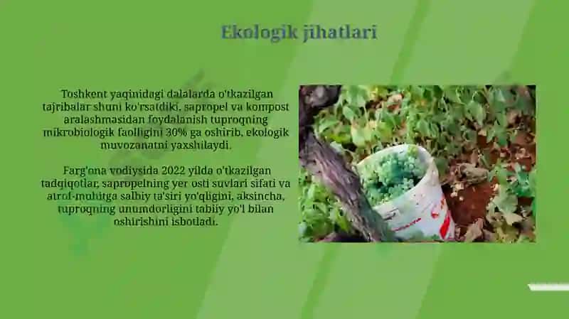 Sapropel va boshqa mahalliy o'g'itlar,ulardan foydalanish yo'llari 4