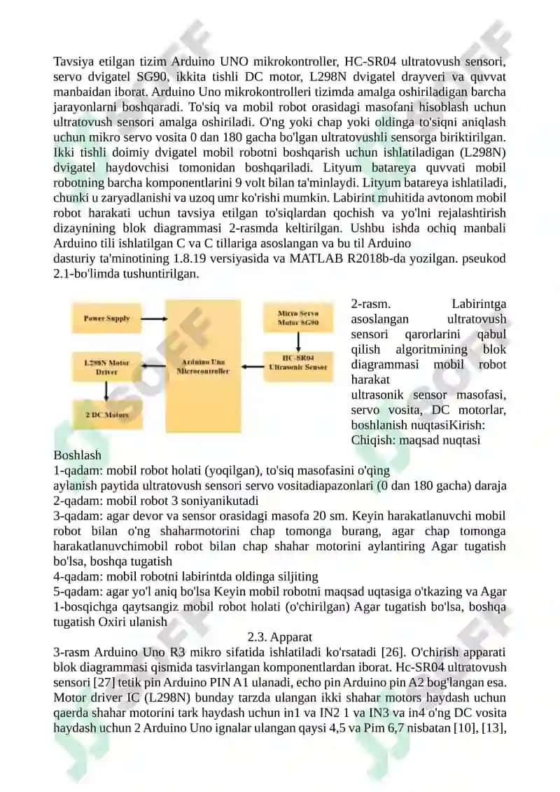 Mobil robot uchun ultratovush sensori qaror qabul qilish algoritmi 4