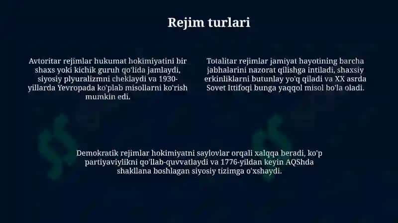 Siyosiy rejim haqida umumiy tushuncha 4
