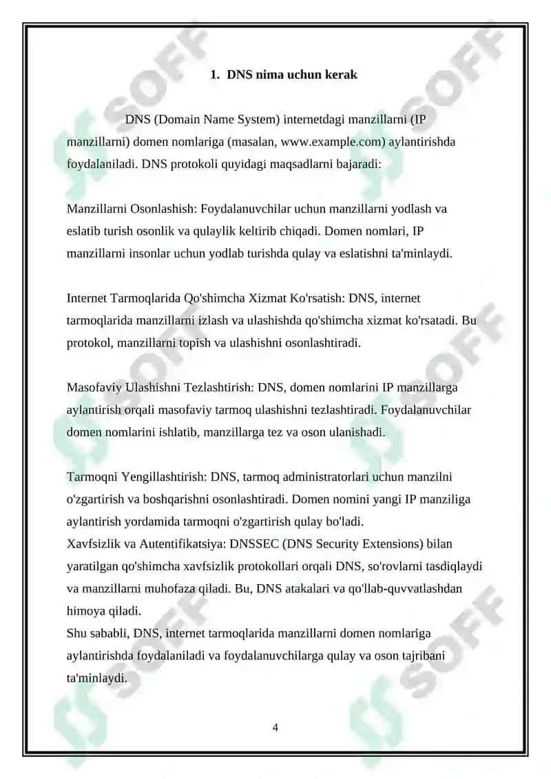 DNS (DOMAIN NAME SYSTEM) PROTOKOLI VA UNDAN DOMEN NOMLARINI HAL QILISHDA FOYDALANISH 4