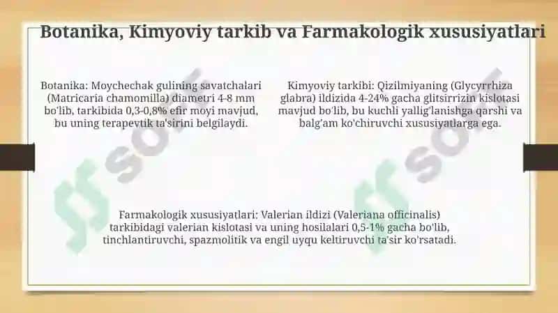 O'zbekiston Davlat farmakopeyasiga kiritilgan o'simliklar 4