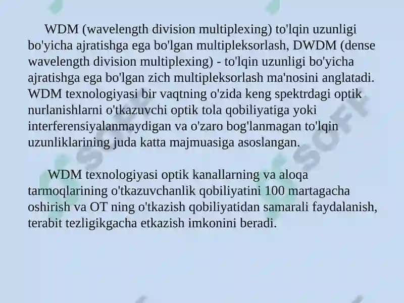 To‘lqinlizichlashtirishlitolali optika loqatizimlari 4