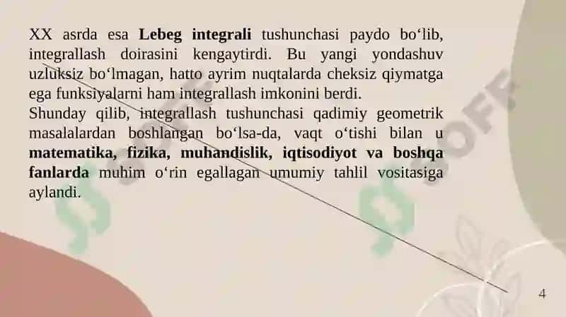 Integrallanuvchi funksiyalar sinfi 4