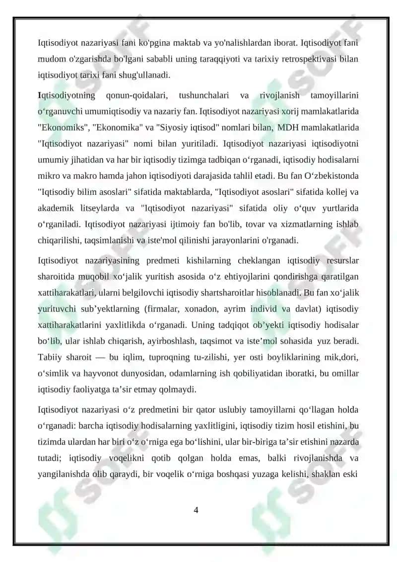Iqtisodiy qonunlar va kategoriyalar, ularning amal qilish mexanizmi 4