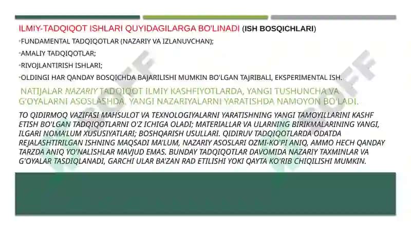 Ilmiy-tadqiqot va tajriba-konstruktorlik uslubi 4